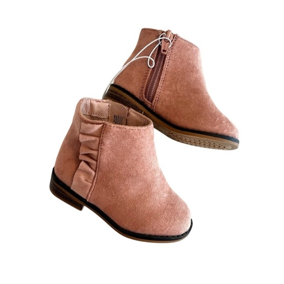 (NWT) Cat & Jack Unity Blush Suede Toddler Size 5 Fashion Boots w/ Ruffle detail - Picture 1 of 9